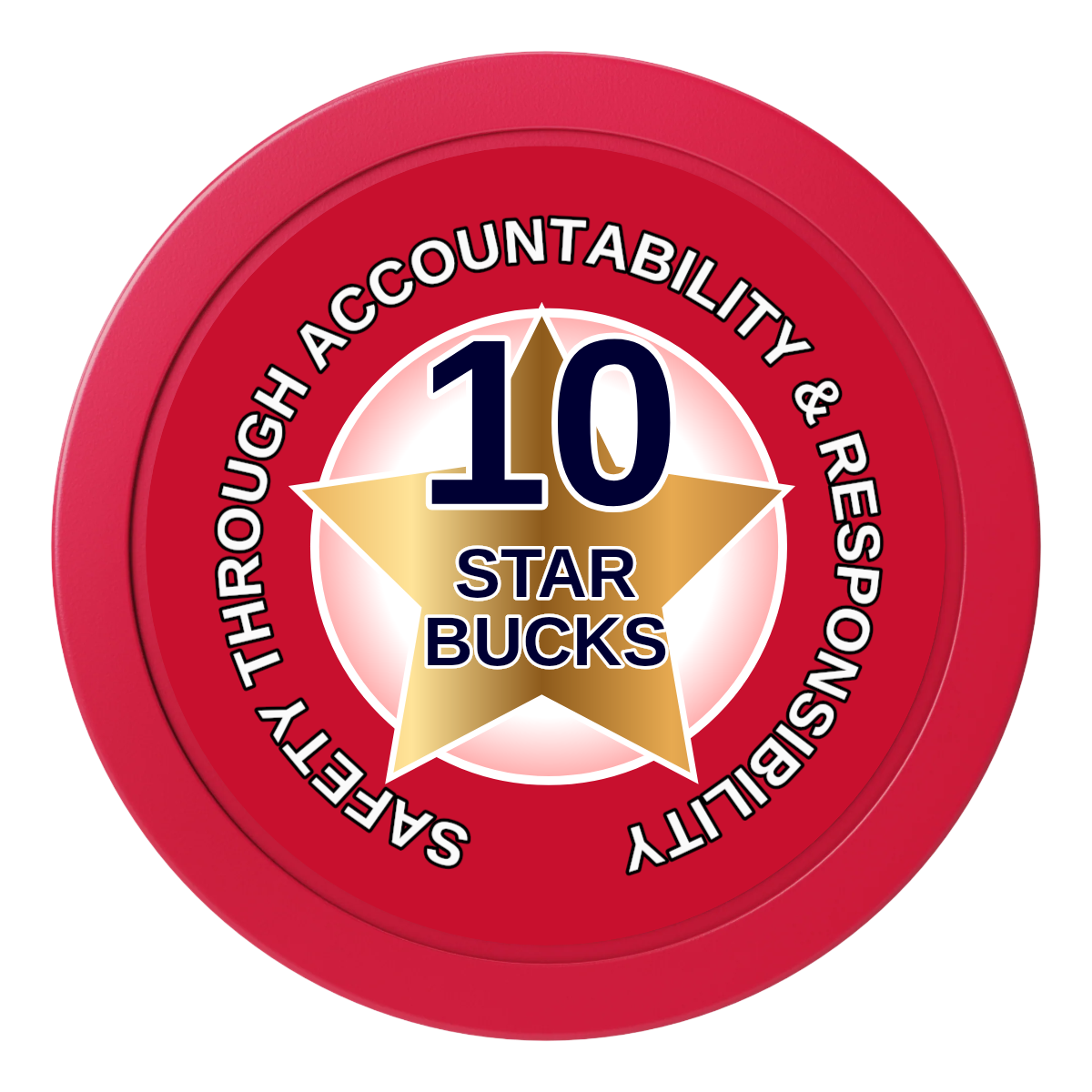 Safety Star 2" Oversized Poker Chips - Red - Front