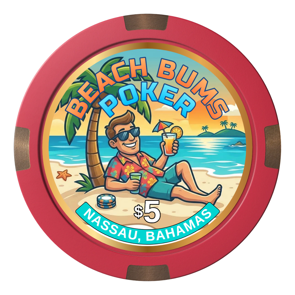 Sandy's Casino Composite & Metal Hybrid Poker Chips - Red - Front