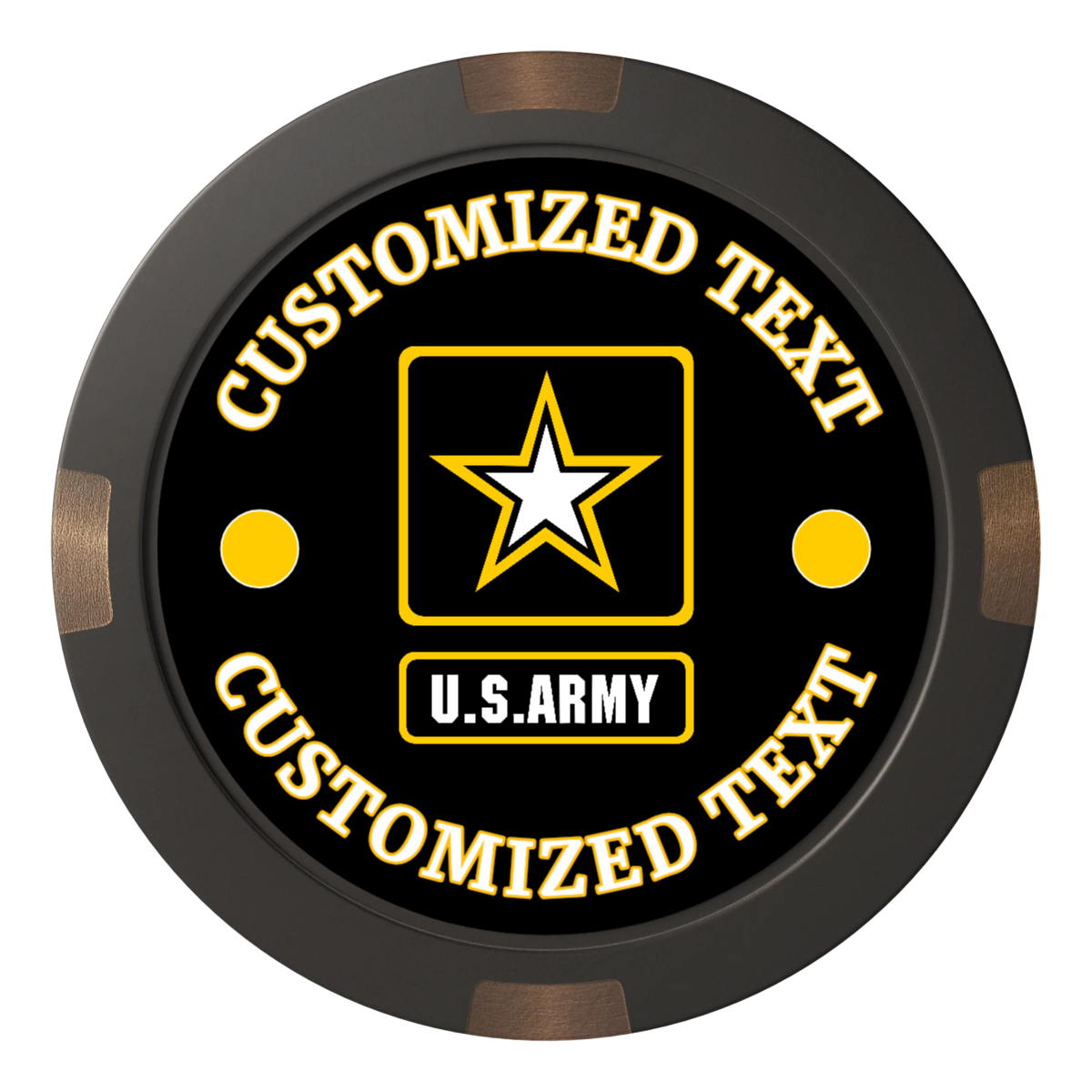 Army Strong Composite & Metal Hybrid Poker Card Protectors - Black - Front