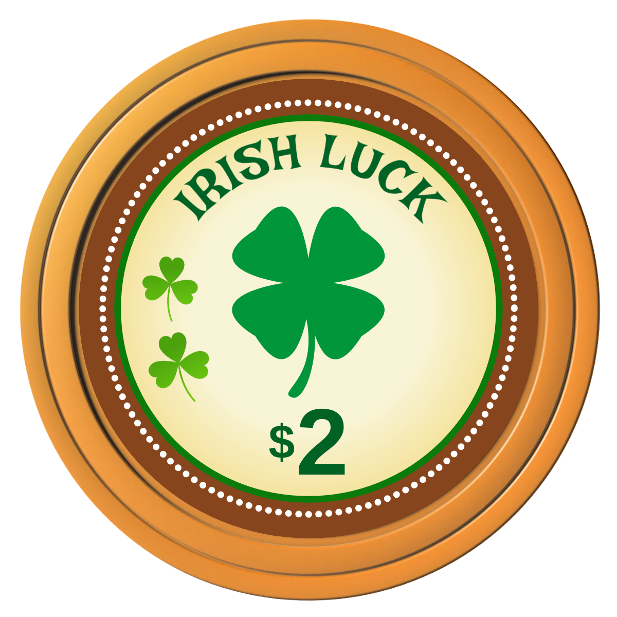 Irish Luck Composite Poker Chips - Orange / Solid - Front