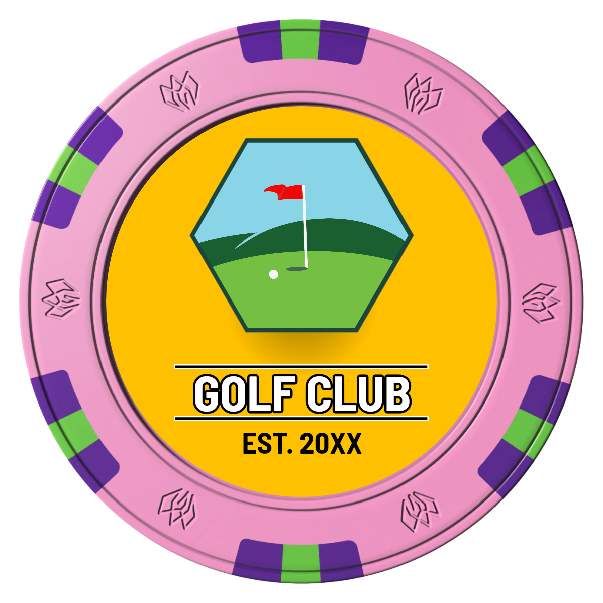 Birdy Bevy Clay Poker Chips - Pink / 6 Spot Gem / 40mm - Front