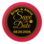 Save the Date Text 2" Oversized Poker Chips - Red - Front