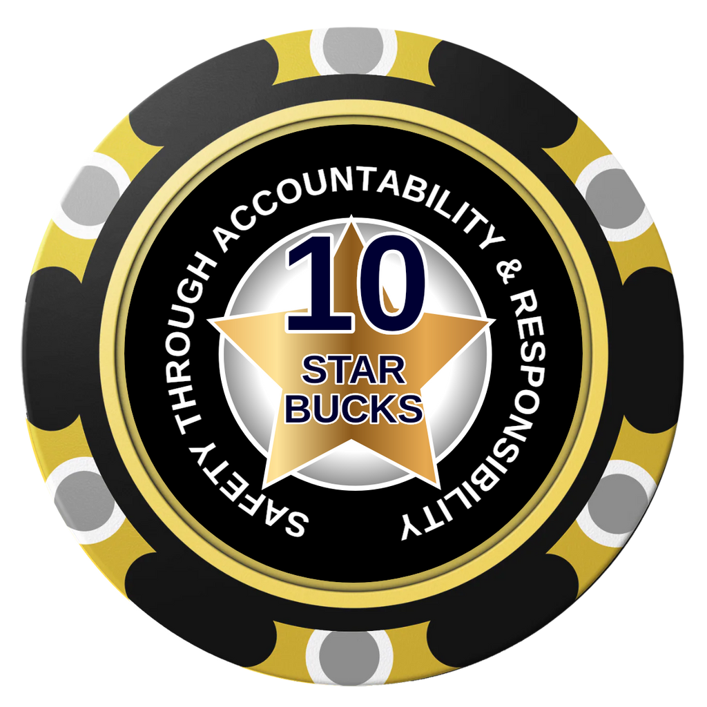 Safety Star Clay Poker Chips - Black / Monte Carlo / 40mm - Front