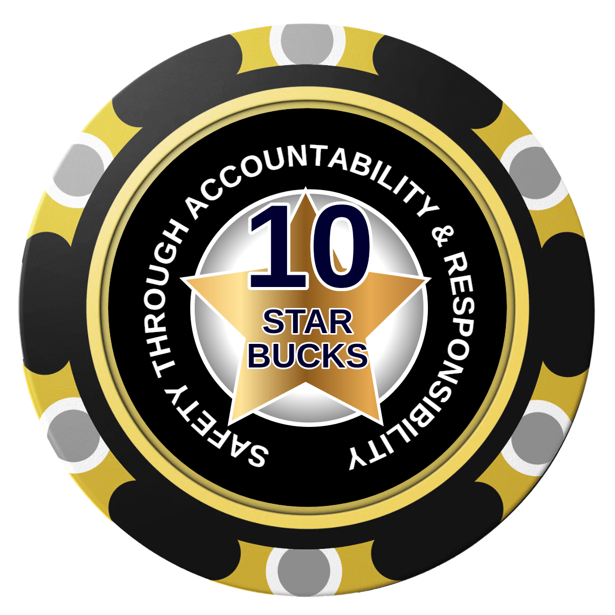Safety Star Clay Poker Chips - Black / Monte Carlo / 40mm - Front