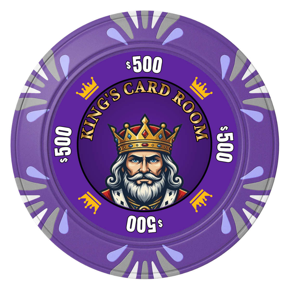 Kings Clay Poker Chips - Purple / Macau / 40mm - Front