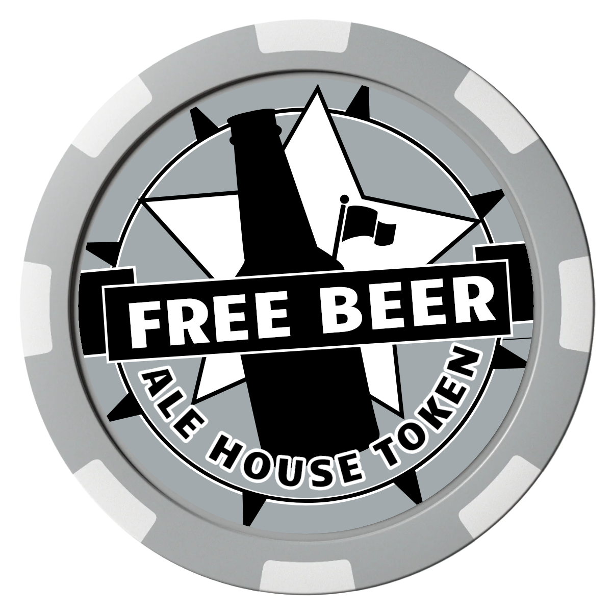 Free Beer Drink Composite Poker Chips - Gray / 8 Spot - Front
