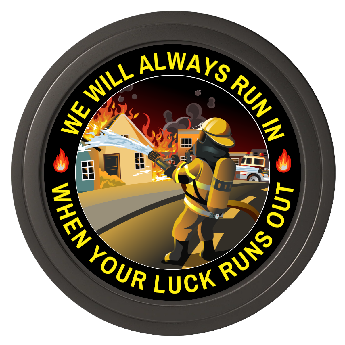 Firefighter Maltese Cross Composite Poker Chips - Black / Solid - Front