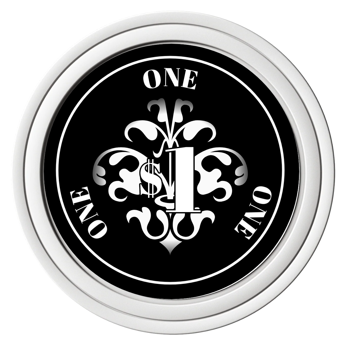 Gothic Revival Composite Poker Chips - White / Solid - Front