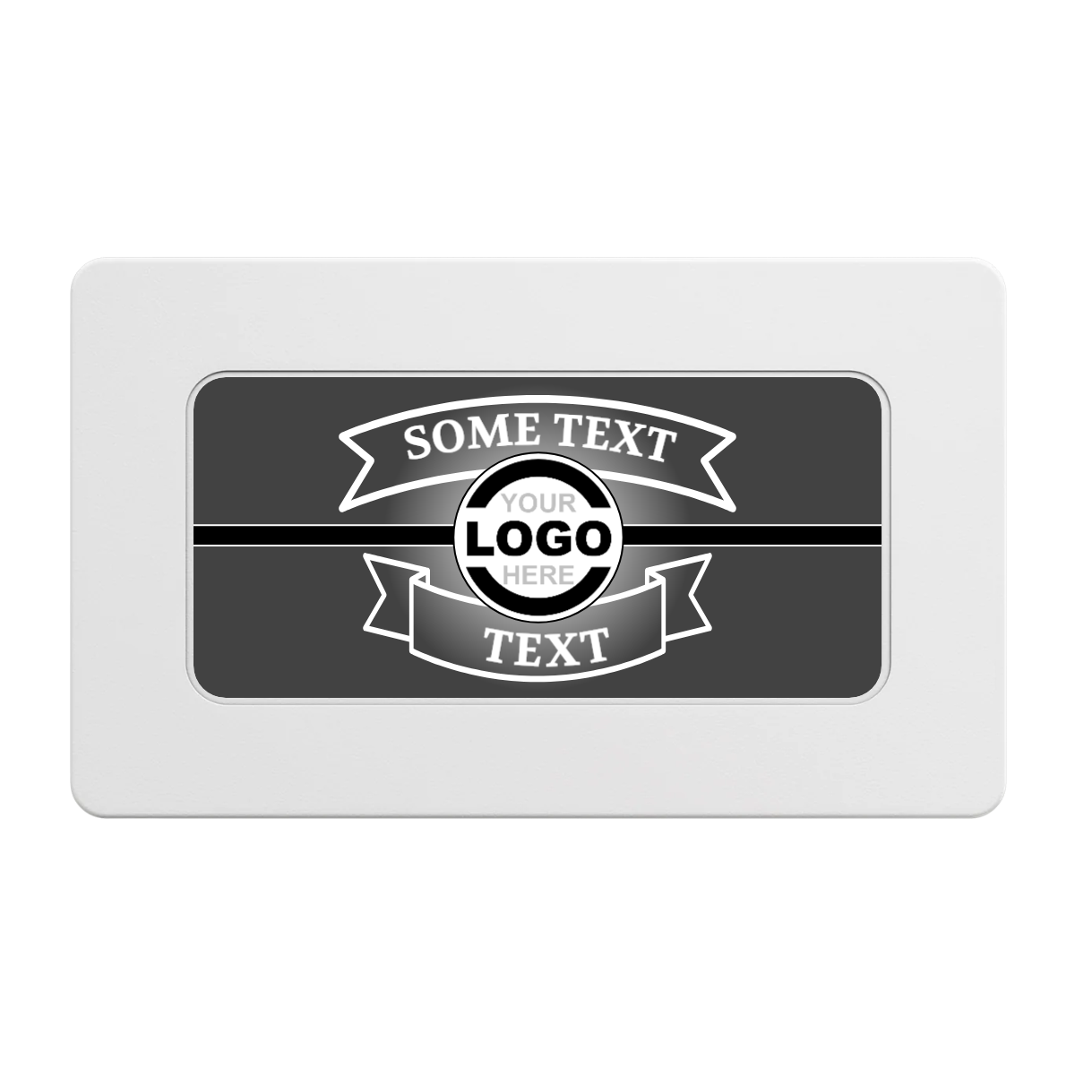 Double Banner Rectangular Poker Chip Plaques - White - Front