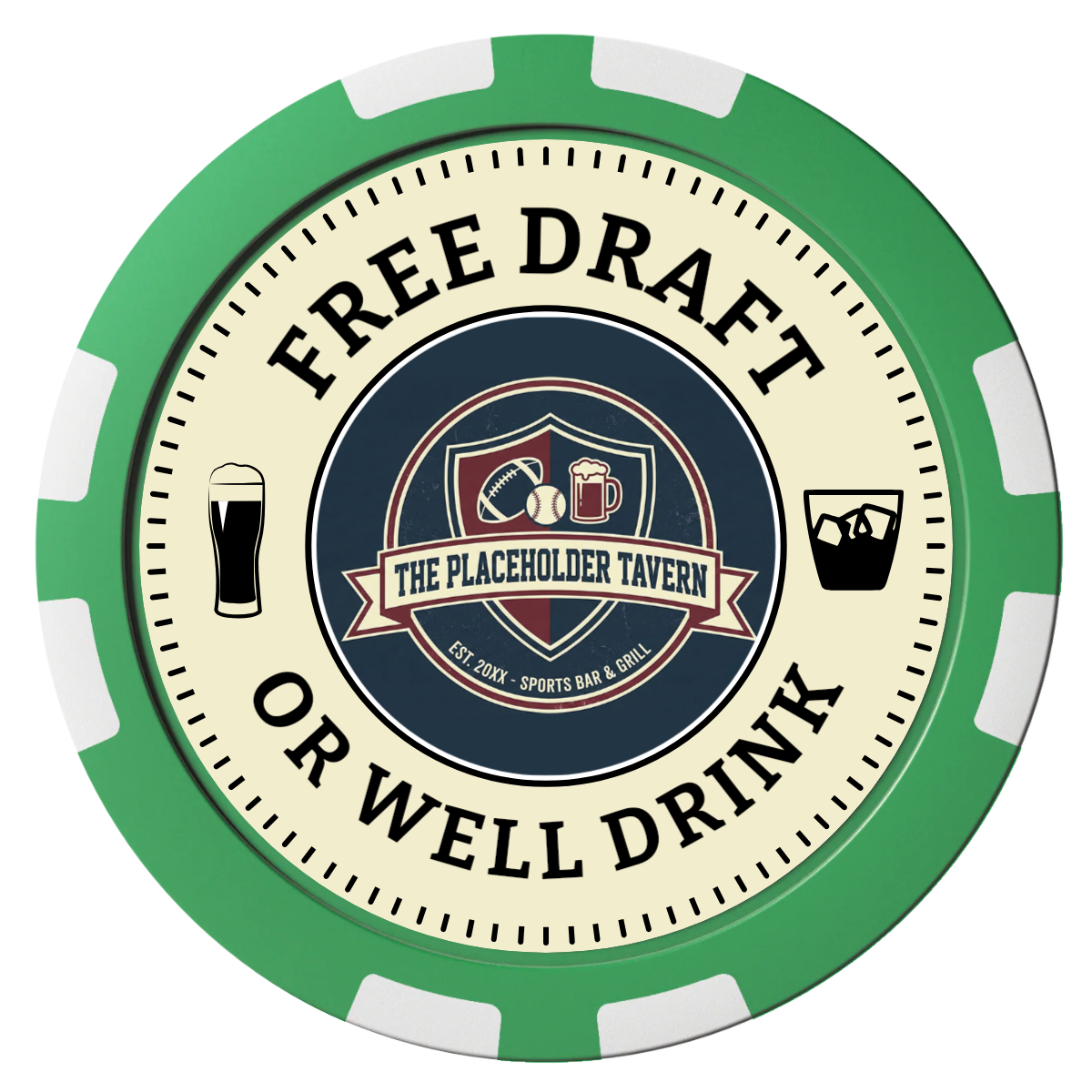 Beer Shop Composite Poker Chips - Green / 8 Stripe - Front