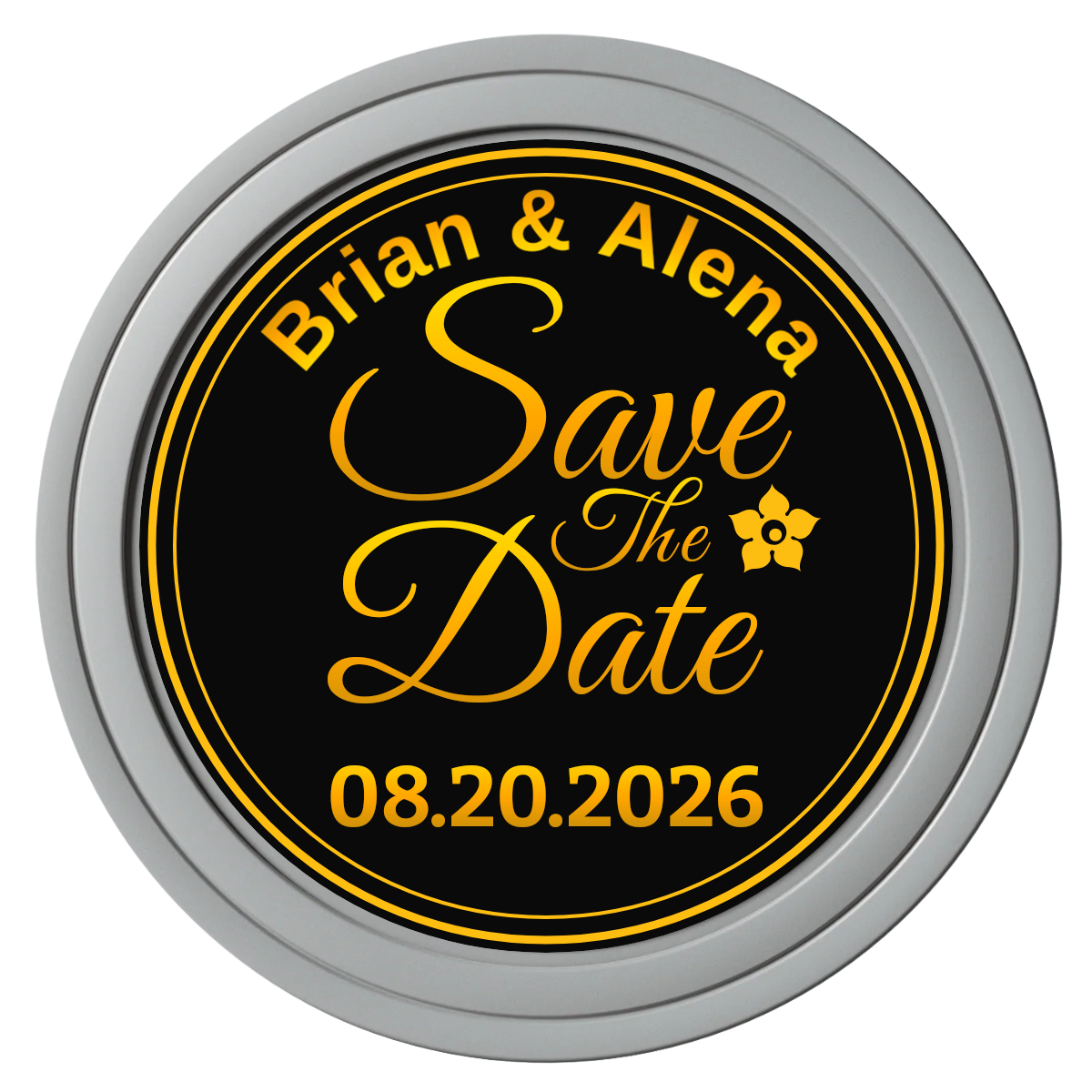 Save the Date Text Composite Poker Chips - Gray / Solid - Front