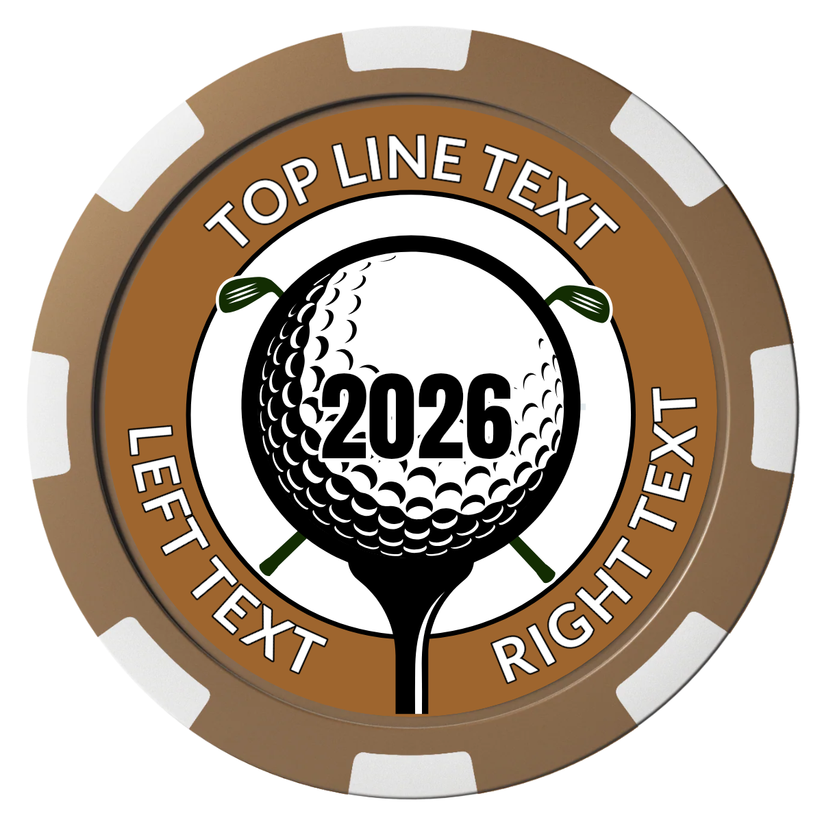 Tee it up Composite Poker Chips - Brown / 8 Spot - Back