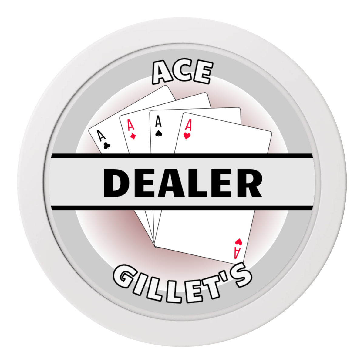 Ace Gillet's 2" Composite Dealer Button - White - Front