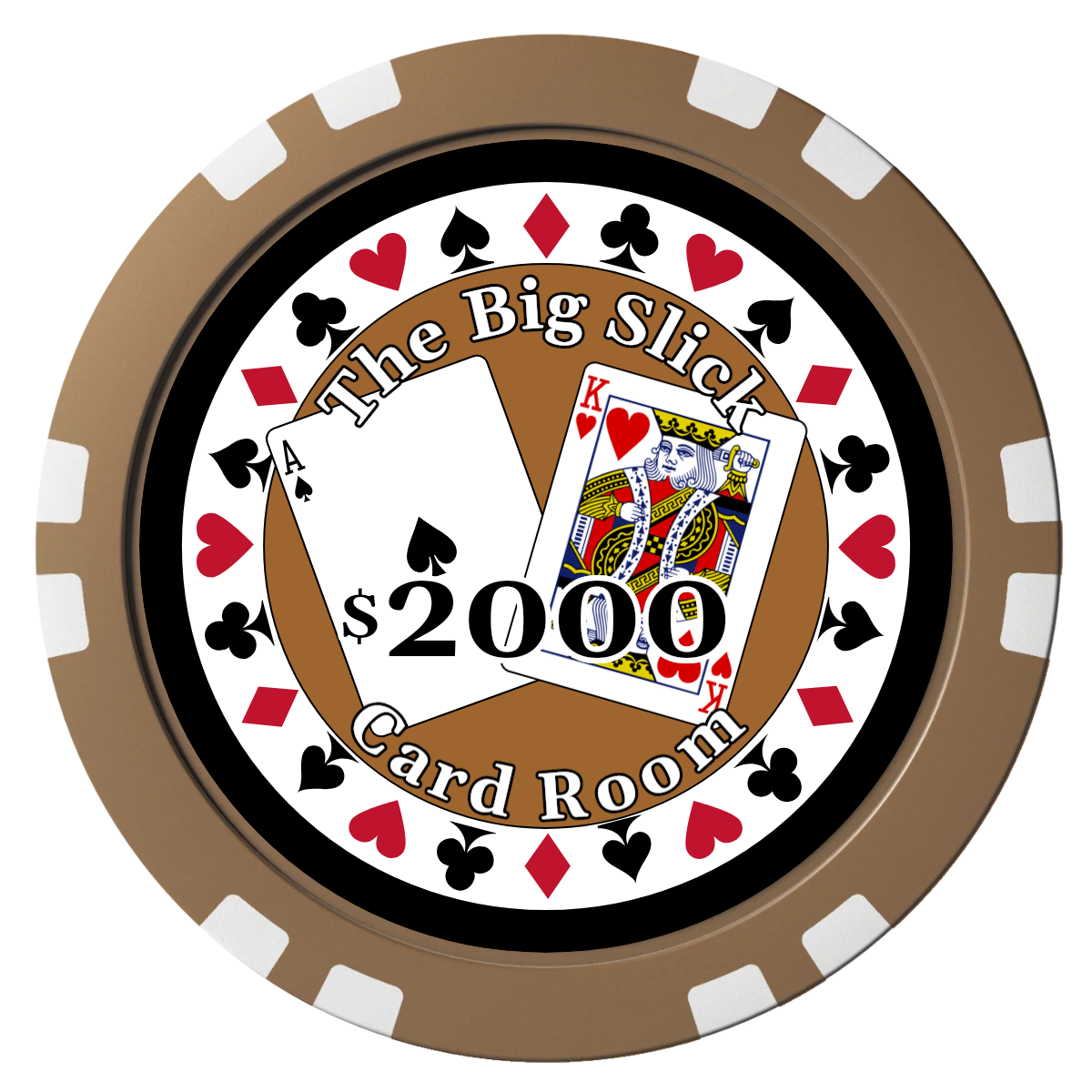 AK Big Slick Composite Poker Chips - Brown / Double Stripe - Front