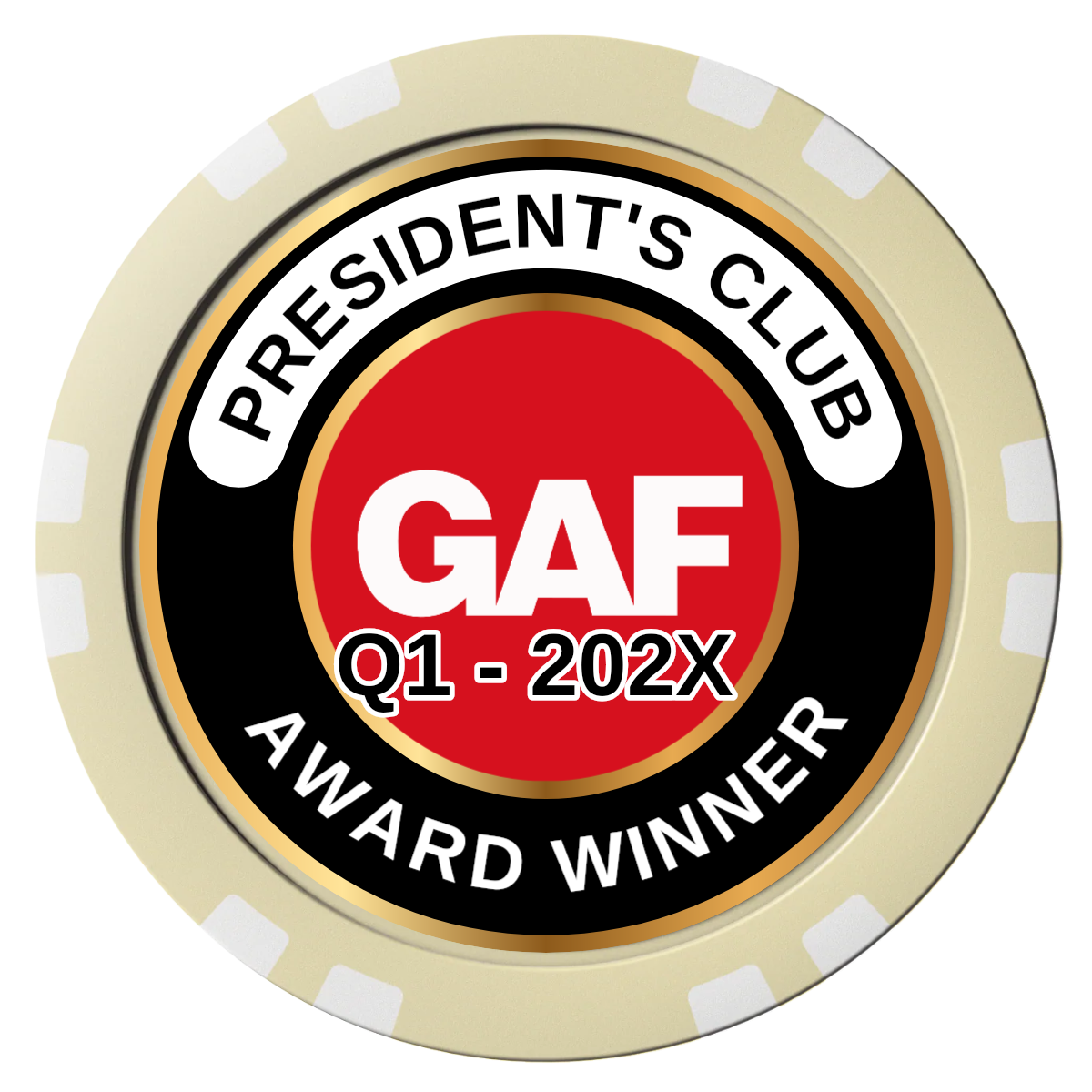 President's Club Composite Poker Chips - Ivory / Double Stripe - Front