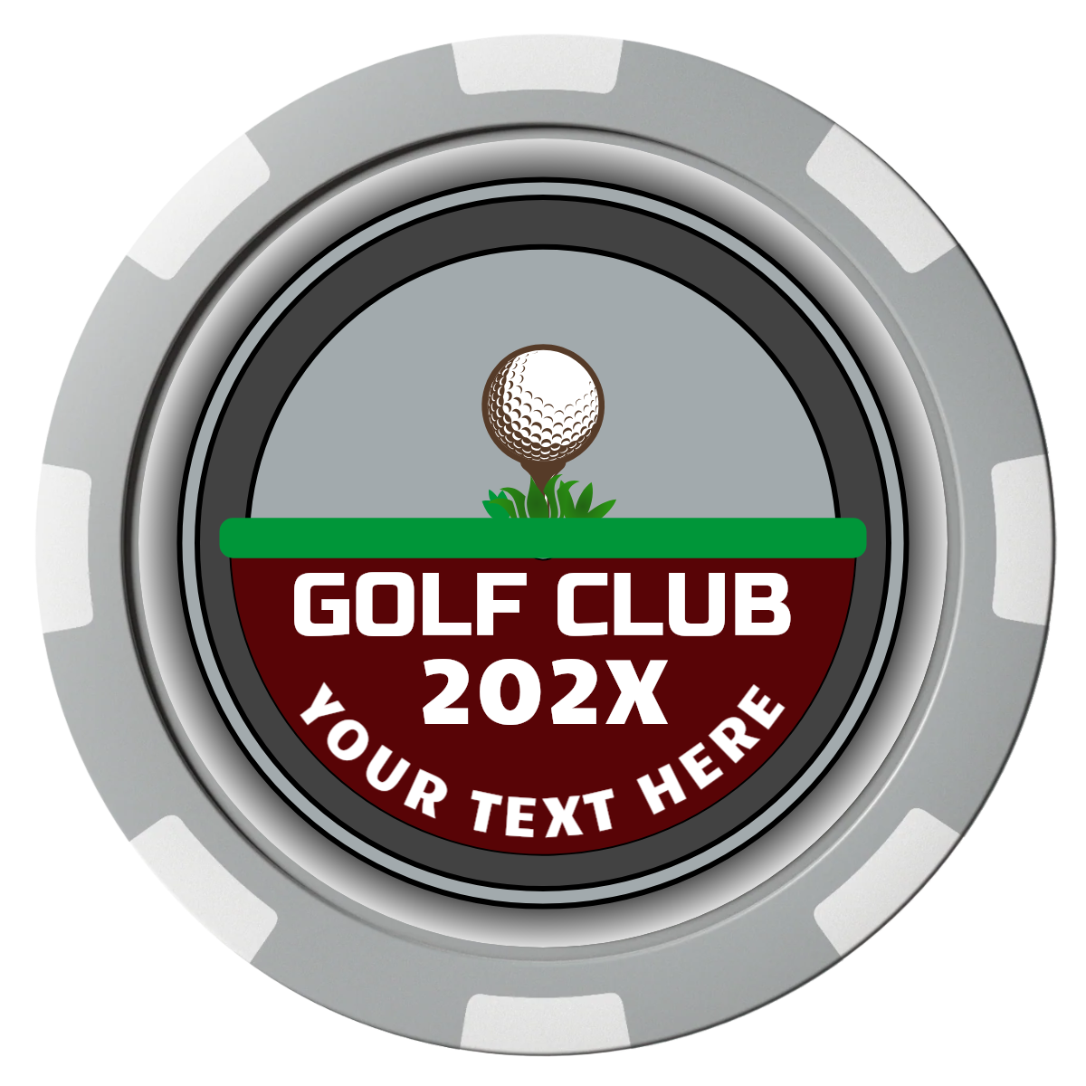 Teed Up Composite Poker Chips - Gray / 8 Spot - Front