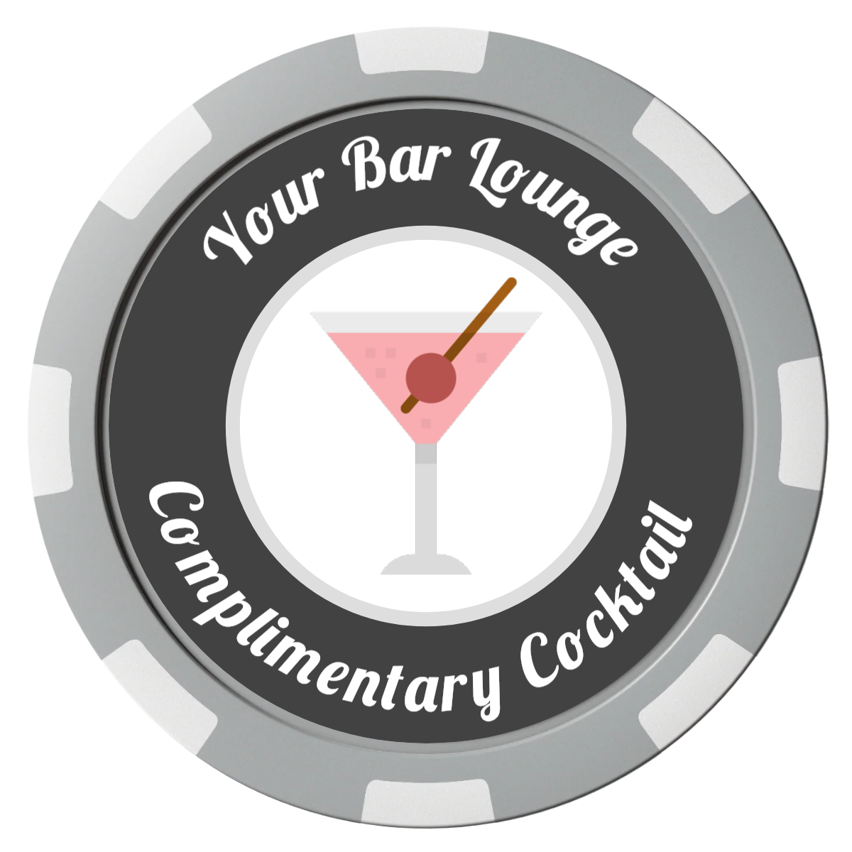 Fancy Drink Composite Poker Chips - Gray / 8 Spot - Front