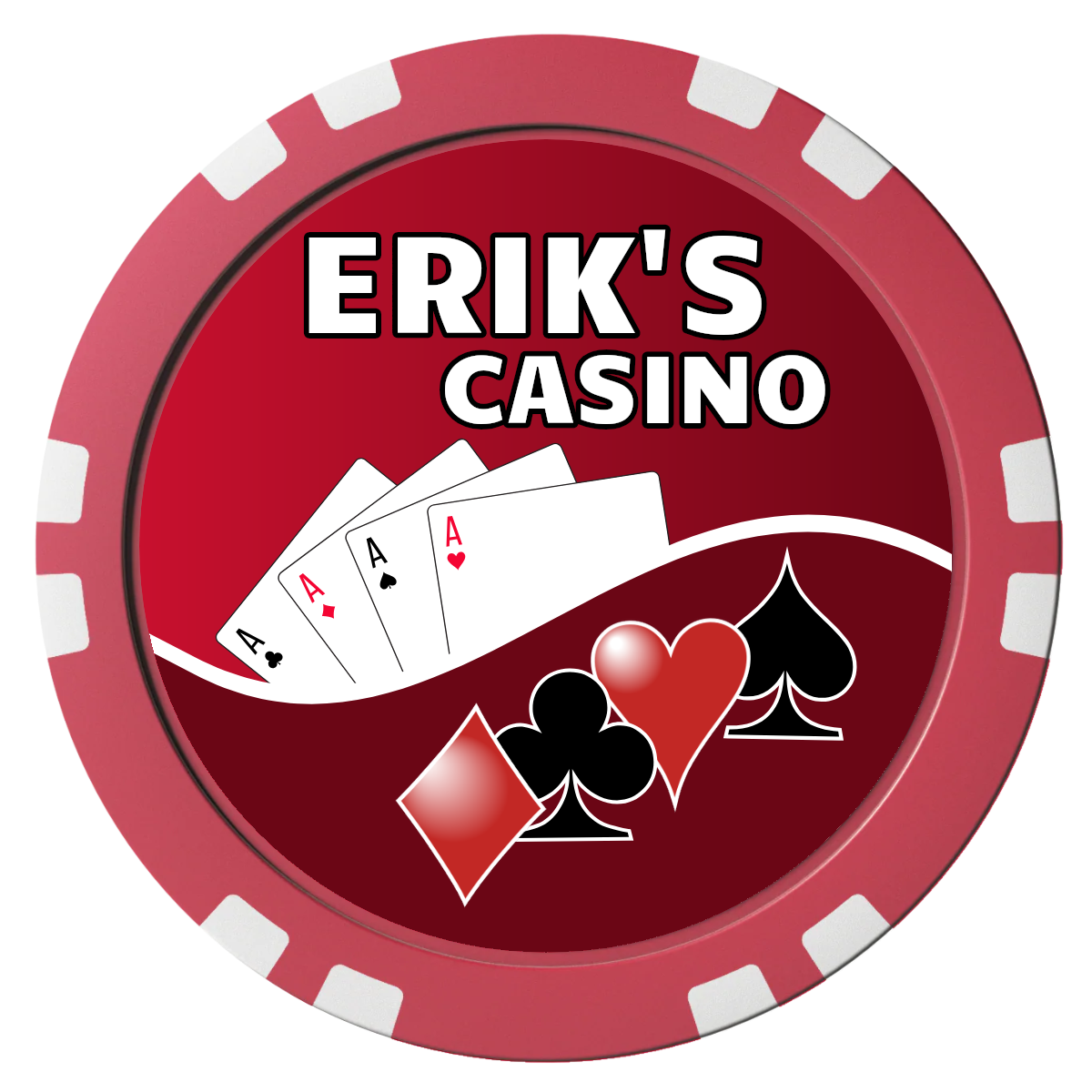 Erik's Casino Composite Poker Chips - Red / Double Stripe - Front