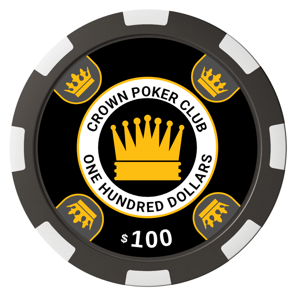 Crown Card Room Composite Poker Chips - Black / 8 Spot - Back