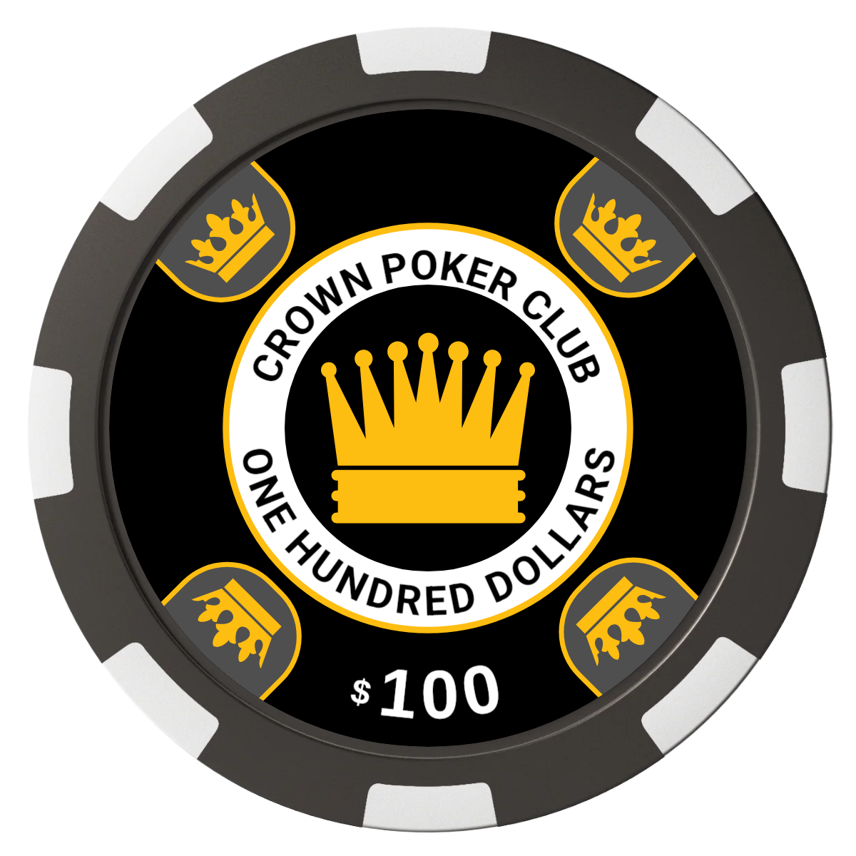 Crown Card Room Composite Poker Chips - Black / 8 Spot - Back