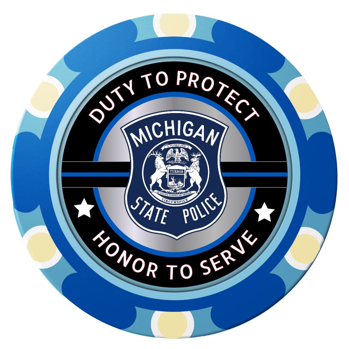 Police Department #01 Clay Poker Chips - Blue / Monte Carlo / 40mm - Front