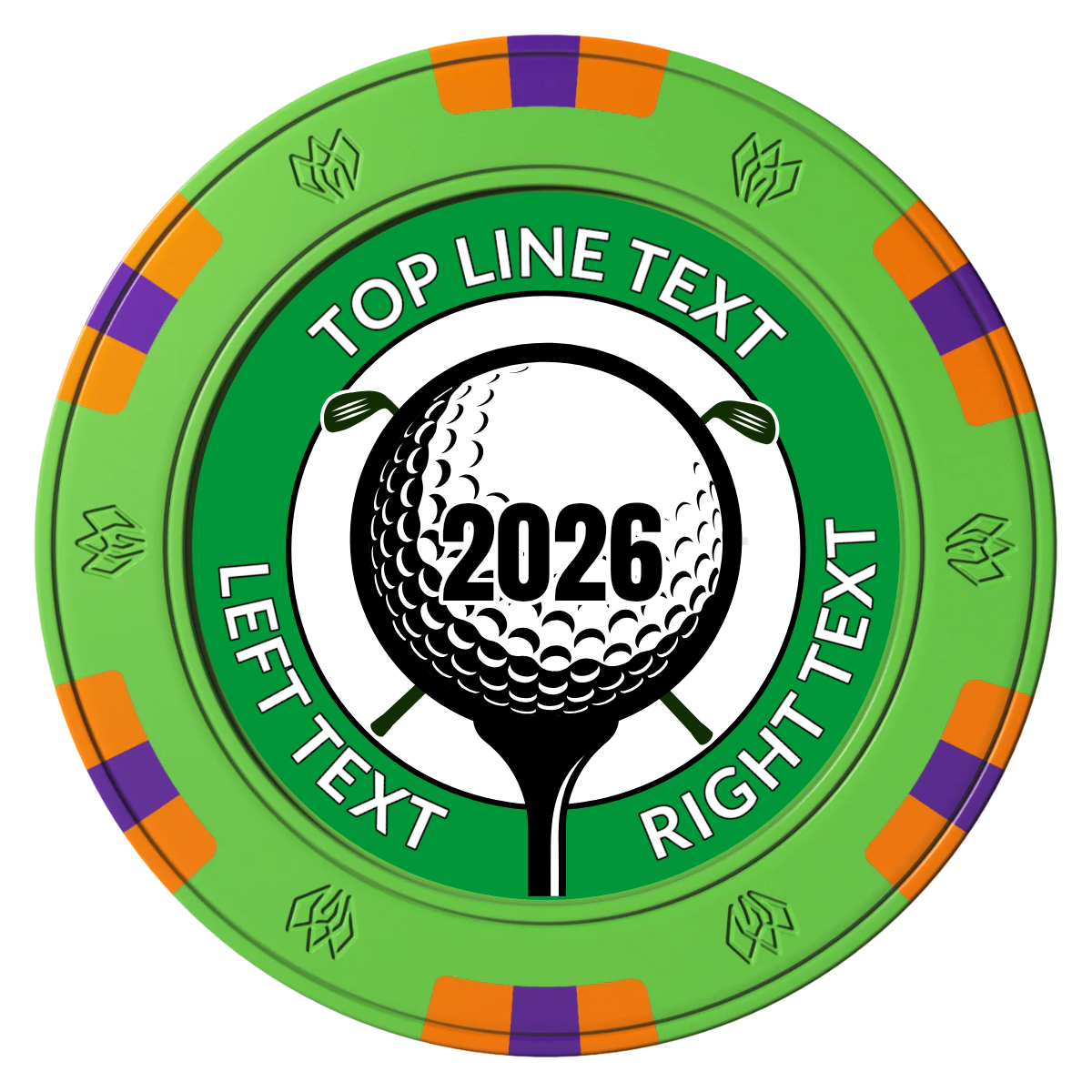 Tee it up Clay Poker Chips - Green / 6 Spot Gem / 40mm - Front