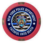 NYPD Safe and Fair Composite & Metal Hybrid Poker Chips - Red - Front