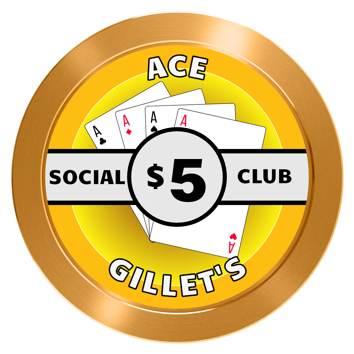 Ace Gillet's Aluminum Poker Chips - Gold - Front