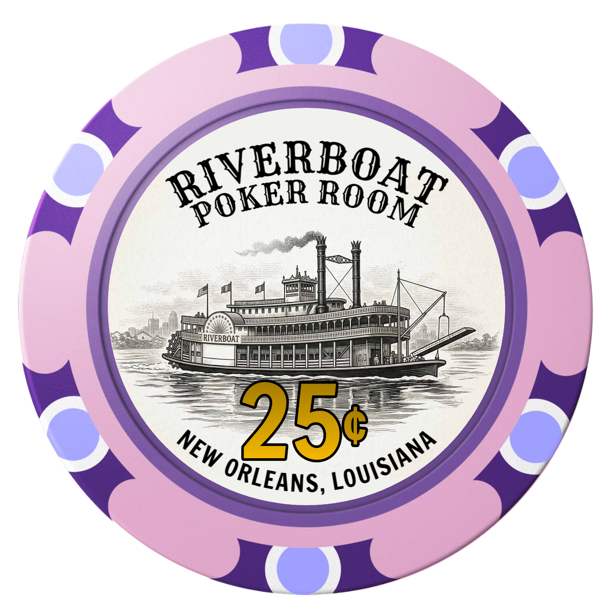 Riverboat Poker Room Clay Poker Chips - Pink / Monte Carlo / 40mm - Front