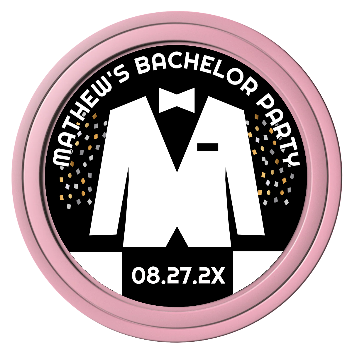 Bachelor No More Bowtie Composite Poker Chips - Pink / Solid - Front
