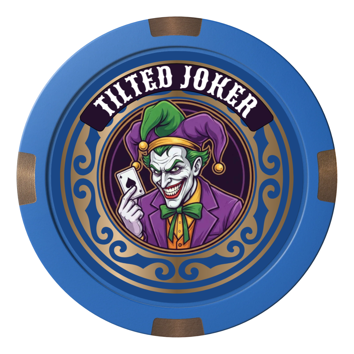 Tilted Joker Composite & Metal Hybrid Poker Card Protectors - Blue - Back