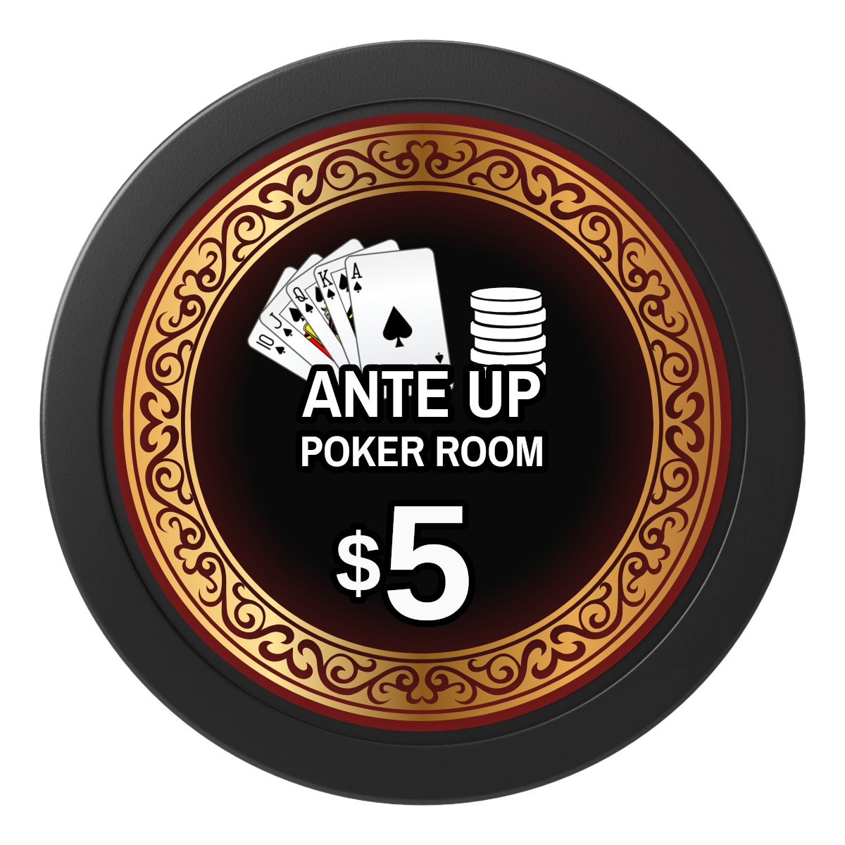 Ante Up Poker Room 2" Composite Dealer Button - Black - Front
