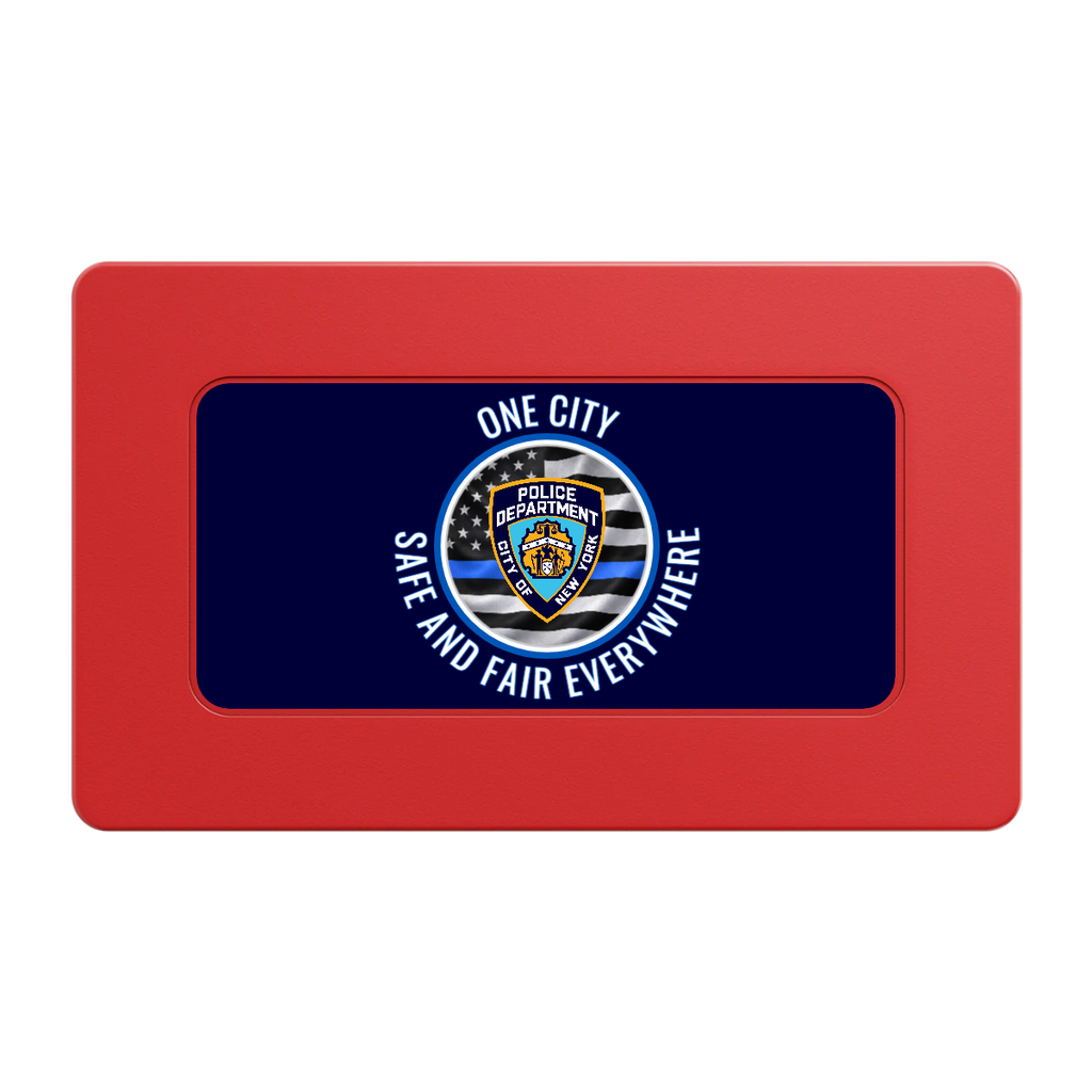 NYPD Safe and Fair Rectangular Poker Chip Plaques - Red - Back
