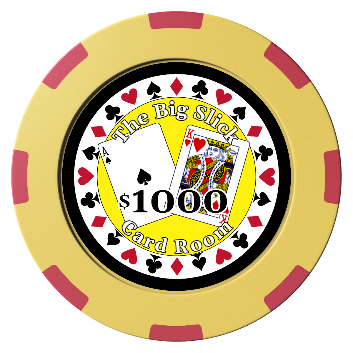 AK Big Slick Clay Poker Chips - Yellow / 8 Spot (2 Tone) / 40mm - Front