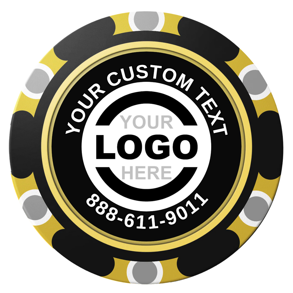 Branded Logo Clay Poker Chips - Black / Monte Carlo / 40mm - Front