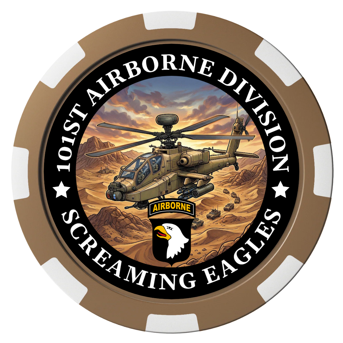 Army Airborne Composite Poker Chips - Brown / 8 Spot - Front