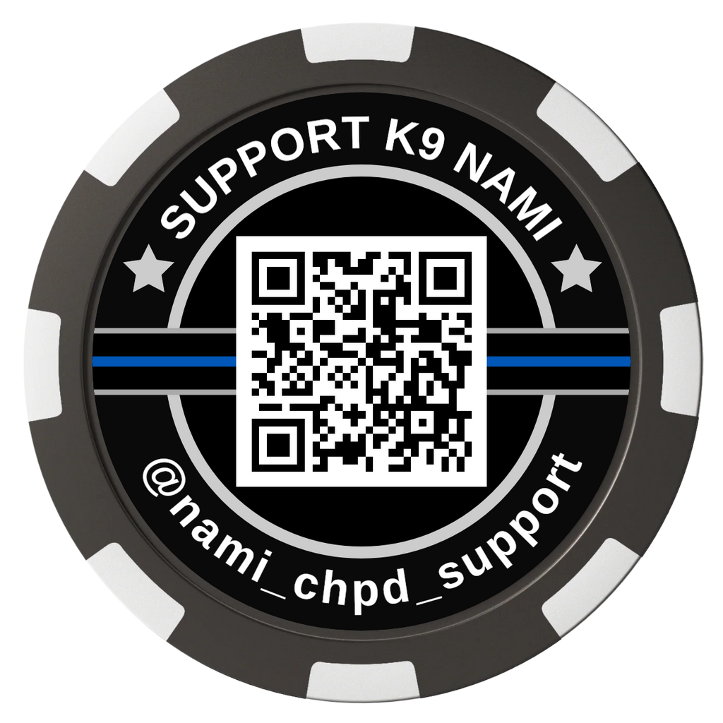 Police Department K9 #02 Composite Poker Chips - Black / 8 Spot - Back