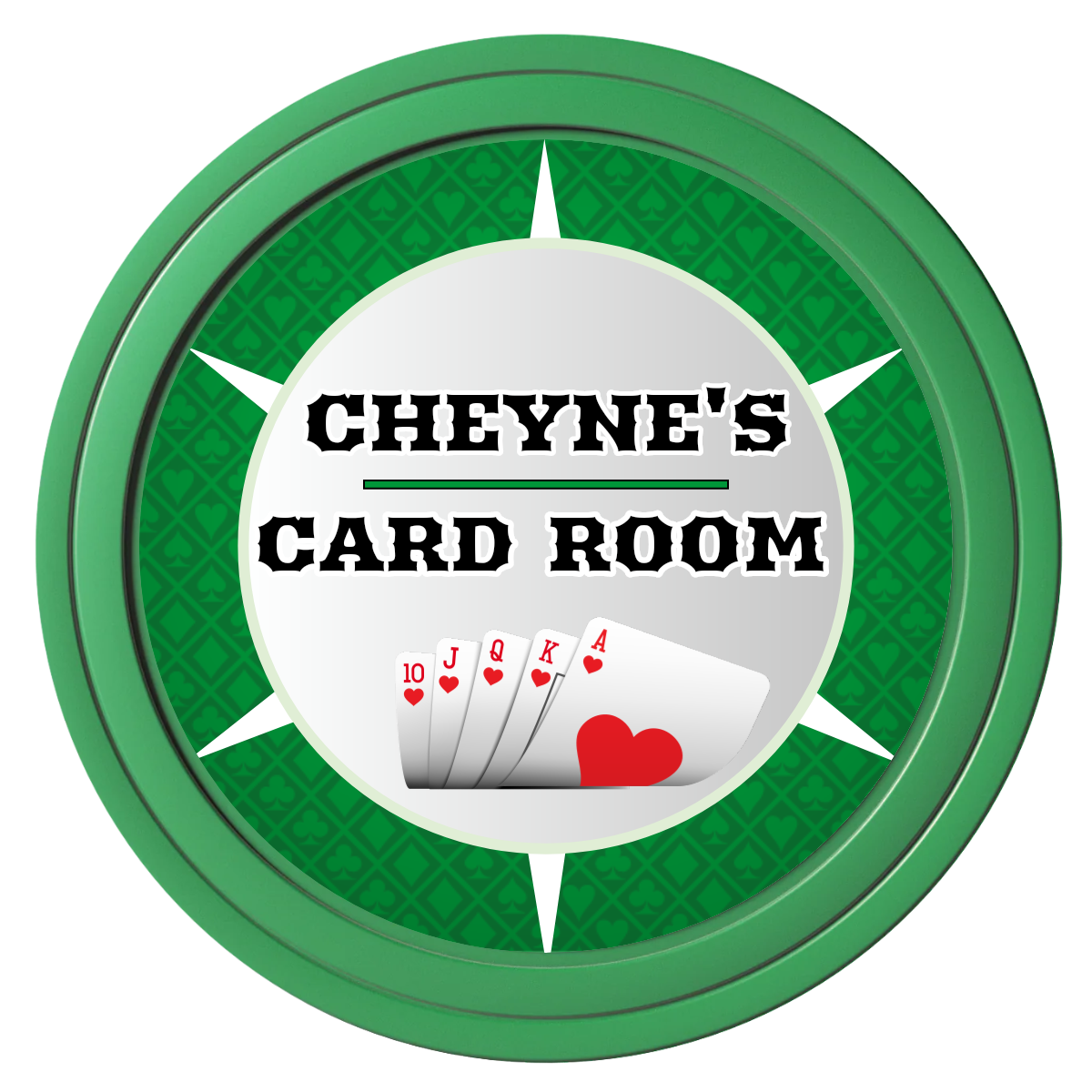 Cheyne's Card Room Composite Poker Chips - Green / Solid - Front
