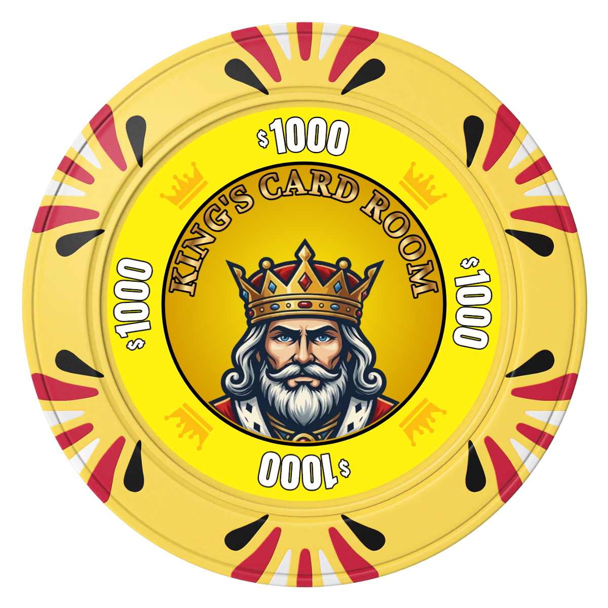 Kings Clay Poker Chips - Yellow / Macau / 40mm - Front