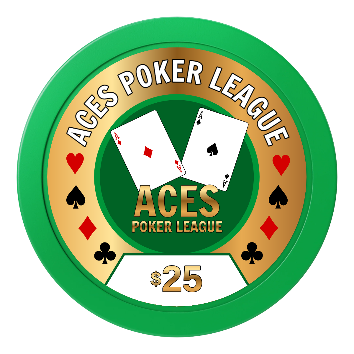 Aces Poker League 2" Oversized Poker Chips - Green - Back