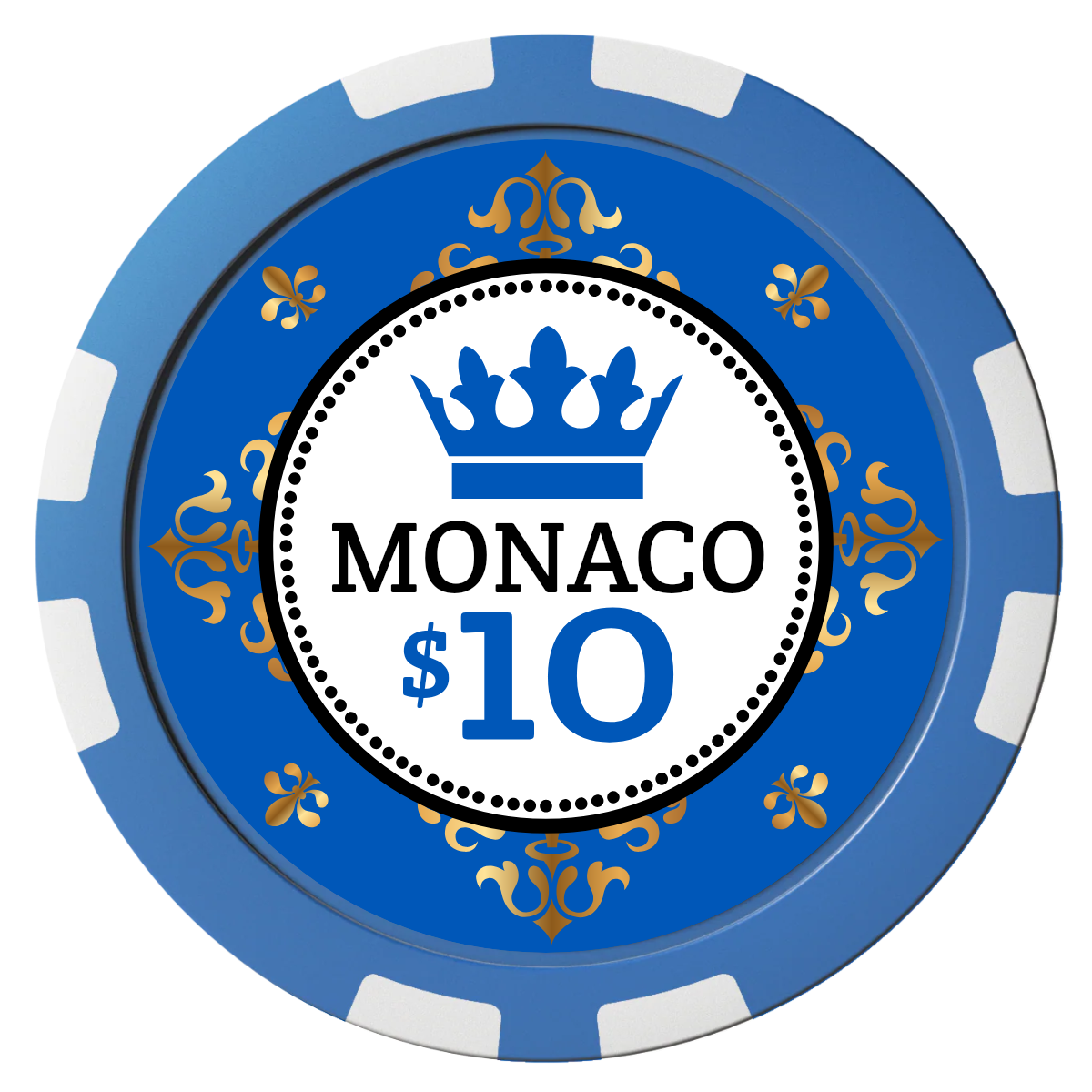 Monaco #001 Composite Poker Chips - Blue / 8 Stripe - Front