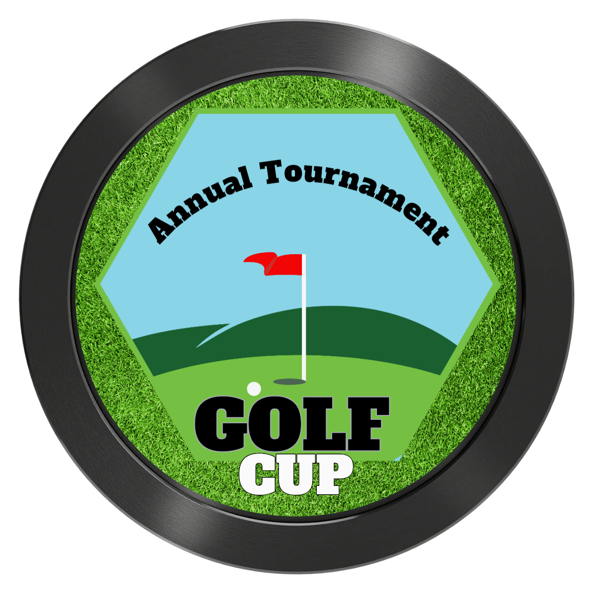 Golf Cup Aluminum Poker Chips - Black - Back