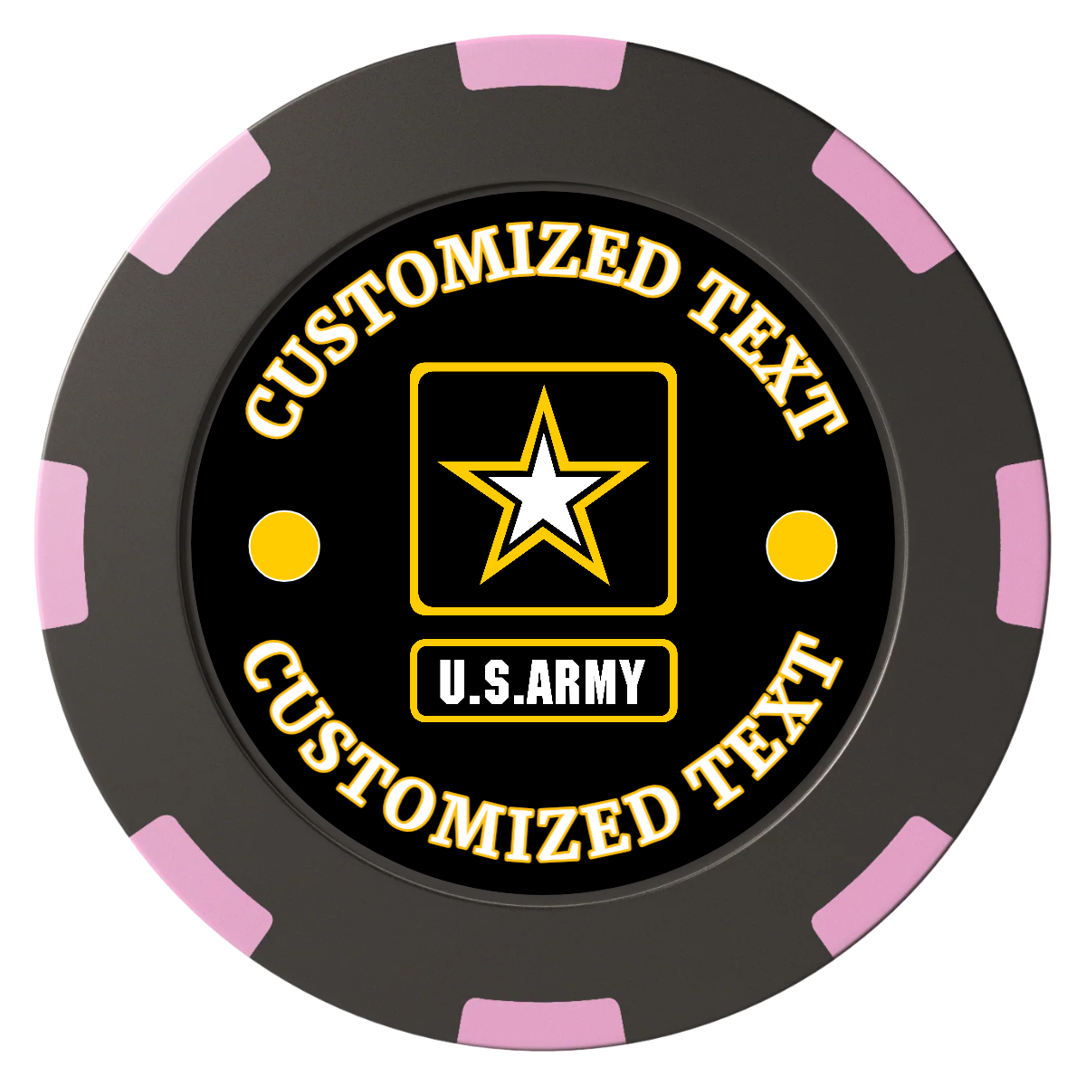 Army Strong Clay Poker Chips - Black / 8 Spot (2 Tone) / 40mm - Front