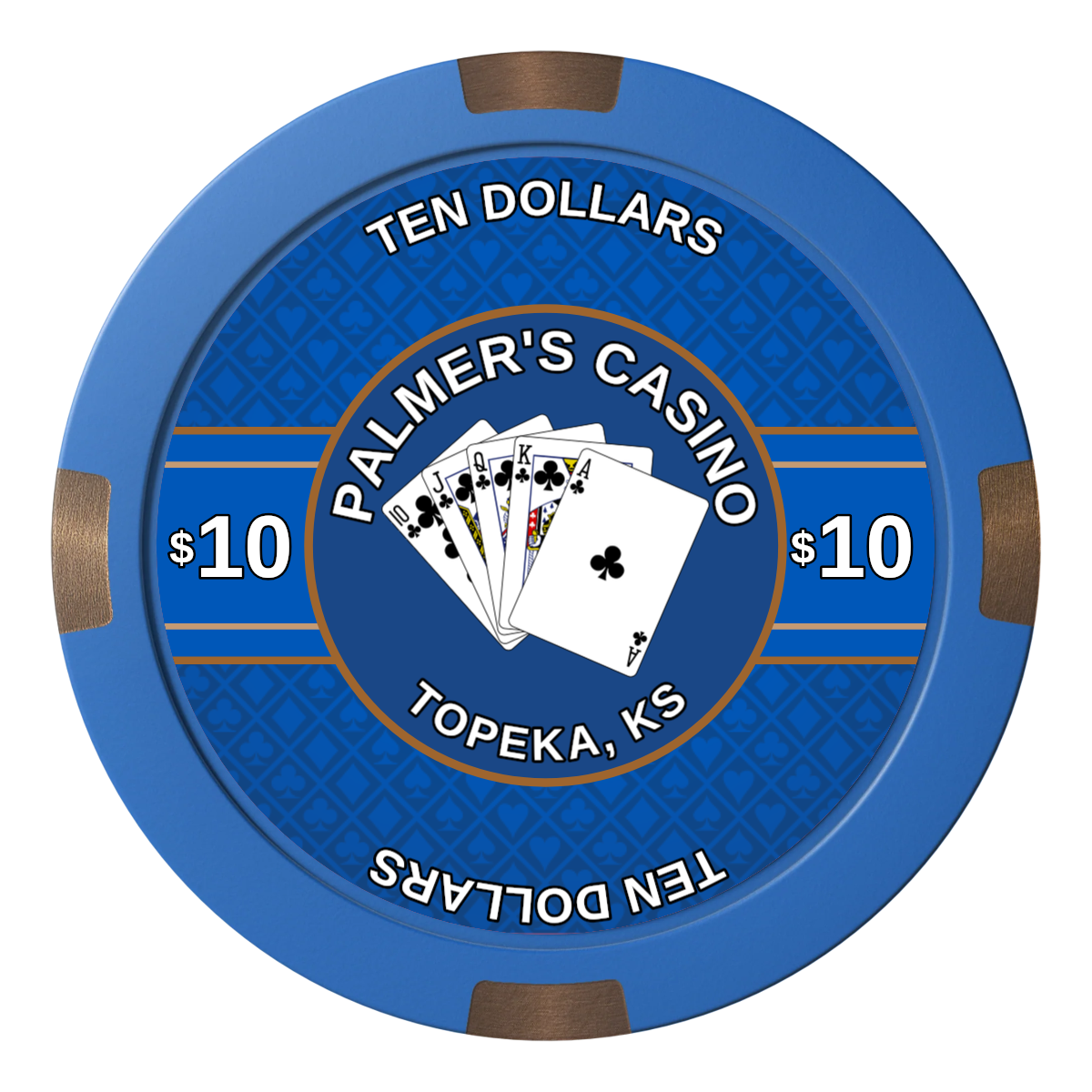 Palmer's Casino Composite & Metal Hybrid Poker Chips - Blue - Front