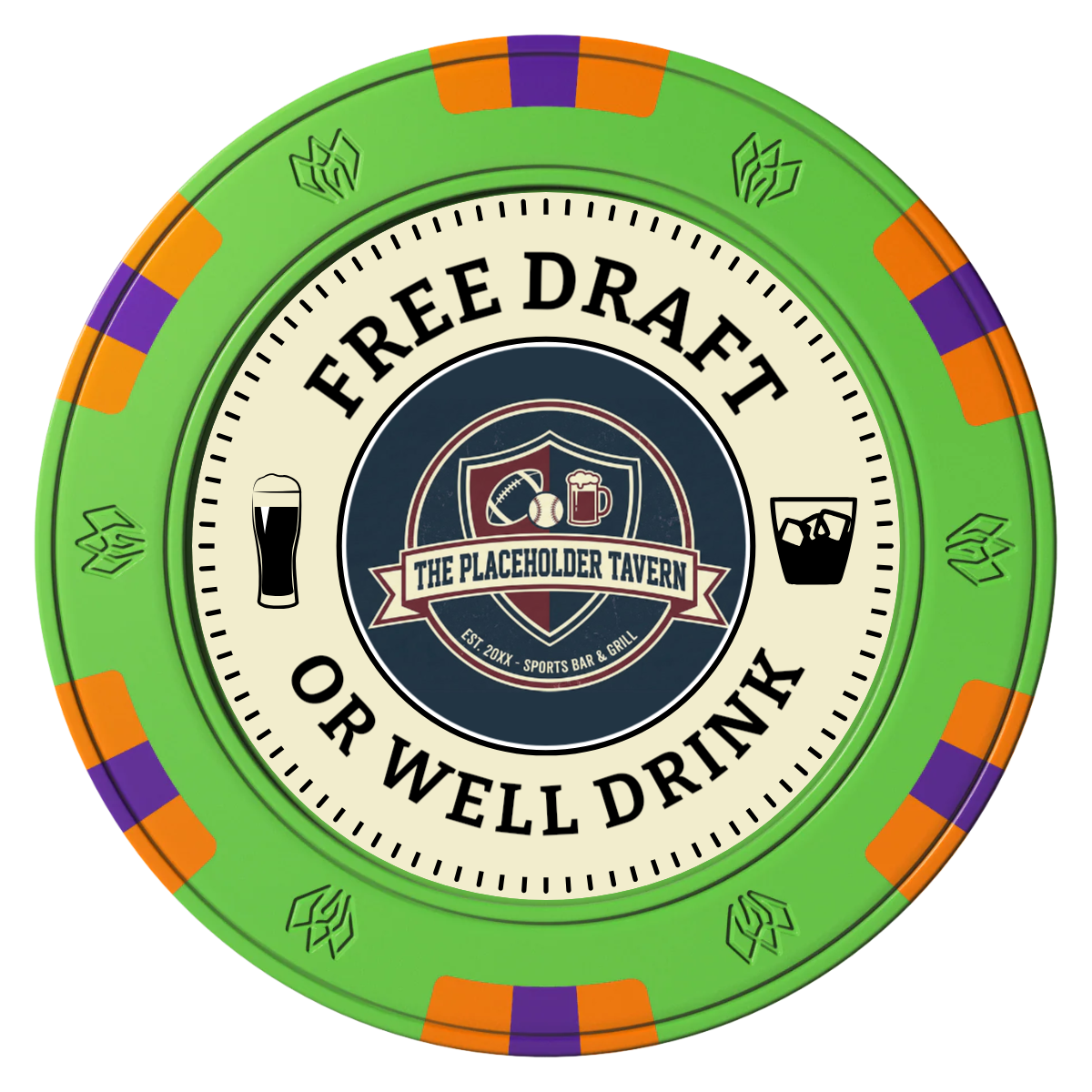 Beer Shop Clay Poker Chips - Green / 6 Spot Gem / 40mm - Front