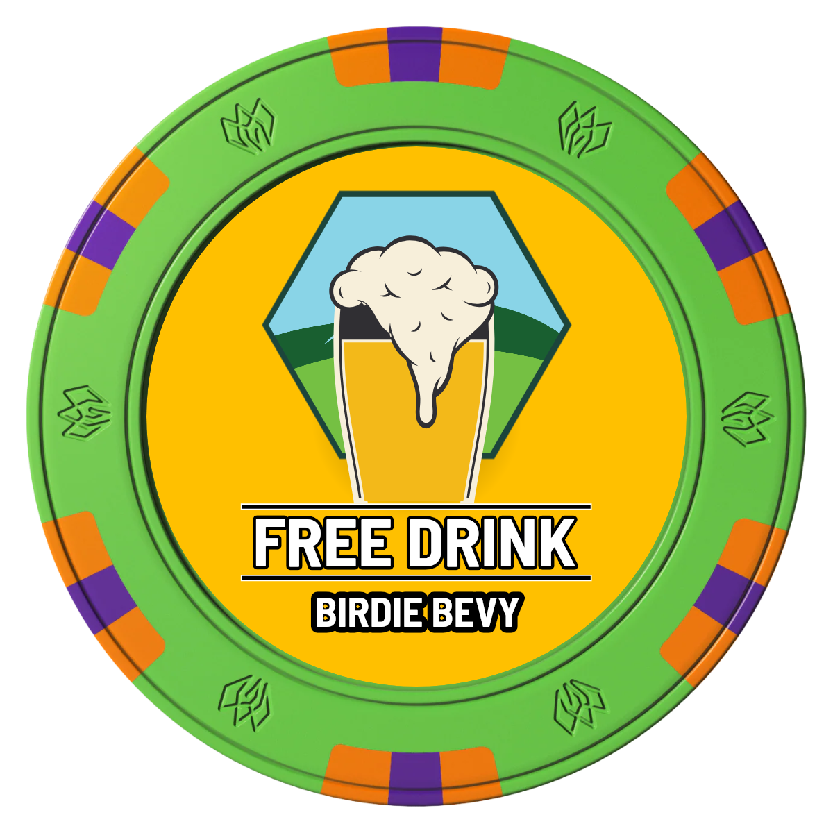 Birdy Bevy Clay Poker Chips - Green / 6 Spot Gem / 40mm - Back