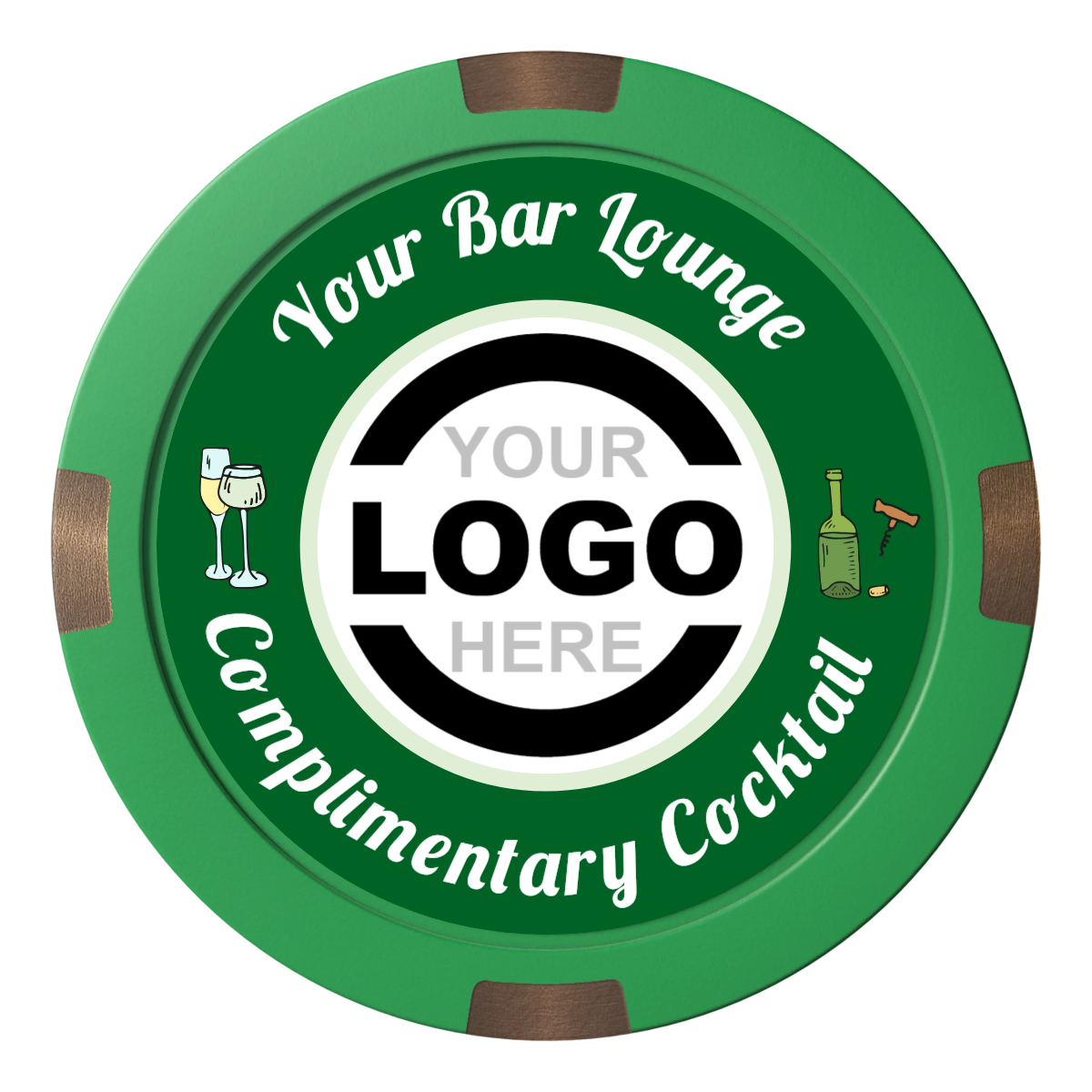 Fancy Drink Composite & Metal Hybrid Poker Chips - Green - Back
