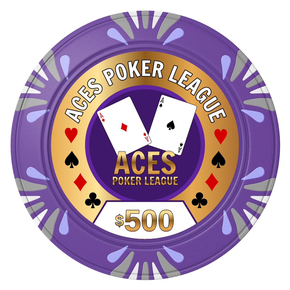 Aces Poker League Clay Poker Chips - Purple / Macau / 40mm - Front