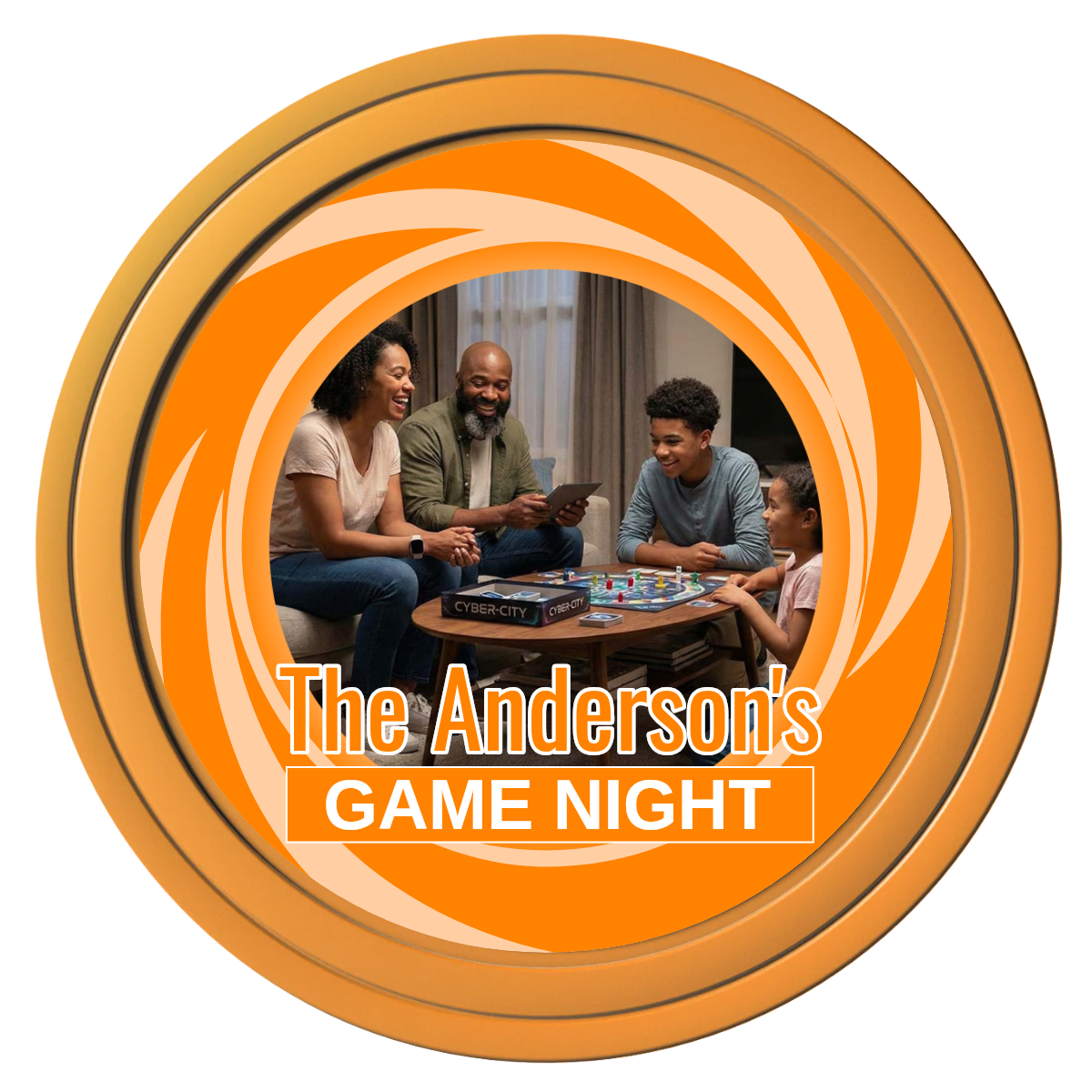 Anderson's Game Night Composite Poker Chips - Orange / Solid - Front