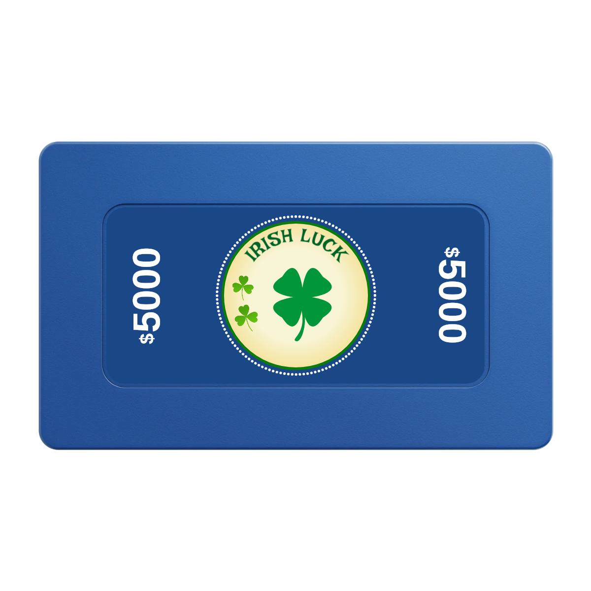 Irish Luck Rectangular Poker Chip Plaques - Blue - Front
